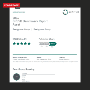 Readypower Group achieves 100% GRESB score, 5 Star Rating and first place ranking in the European rail sector.